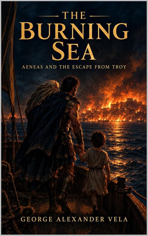 The Burning Sea: Aeneas and the Escape from Troy — Greek mythology literary fiction by George Alexander Vela
